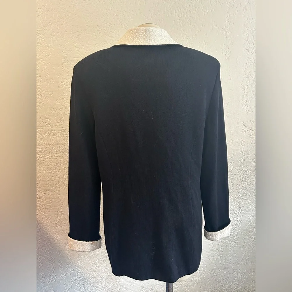 St. JOHN evening Santana knit Black sequins blazer sz 14 made in USA